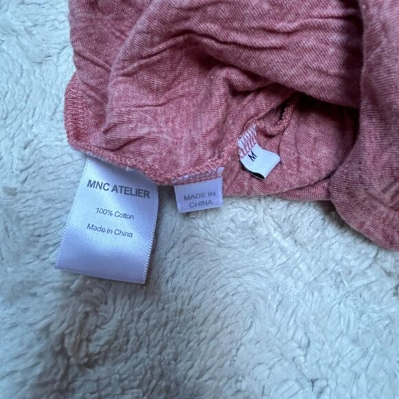 MNC Atelier Womens Textured Cotton Long Sleeve Raglan T-Shirt Top Medium Pink - Picture 4 of 9